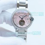 AAA Cartier replica Ballon Bleu de Cartier pink tourbillon stainless steel ladies watch 